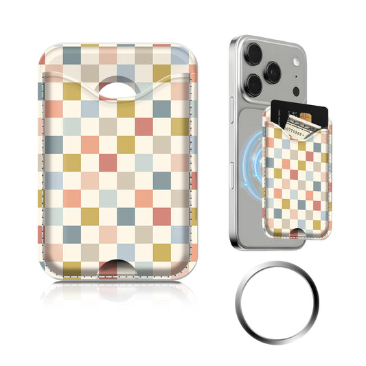 FGHFGO Compatible with Magsafe Wallet Magnetic Phone Card Holder for Phone Case, Cute Leather Stronger Magnetic RFID Phone Wallet for Women Men