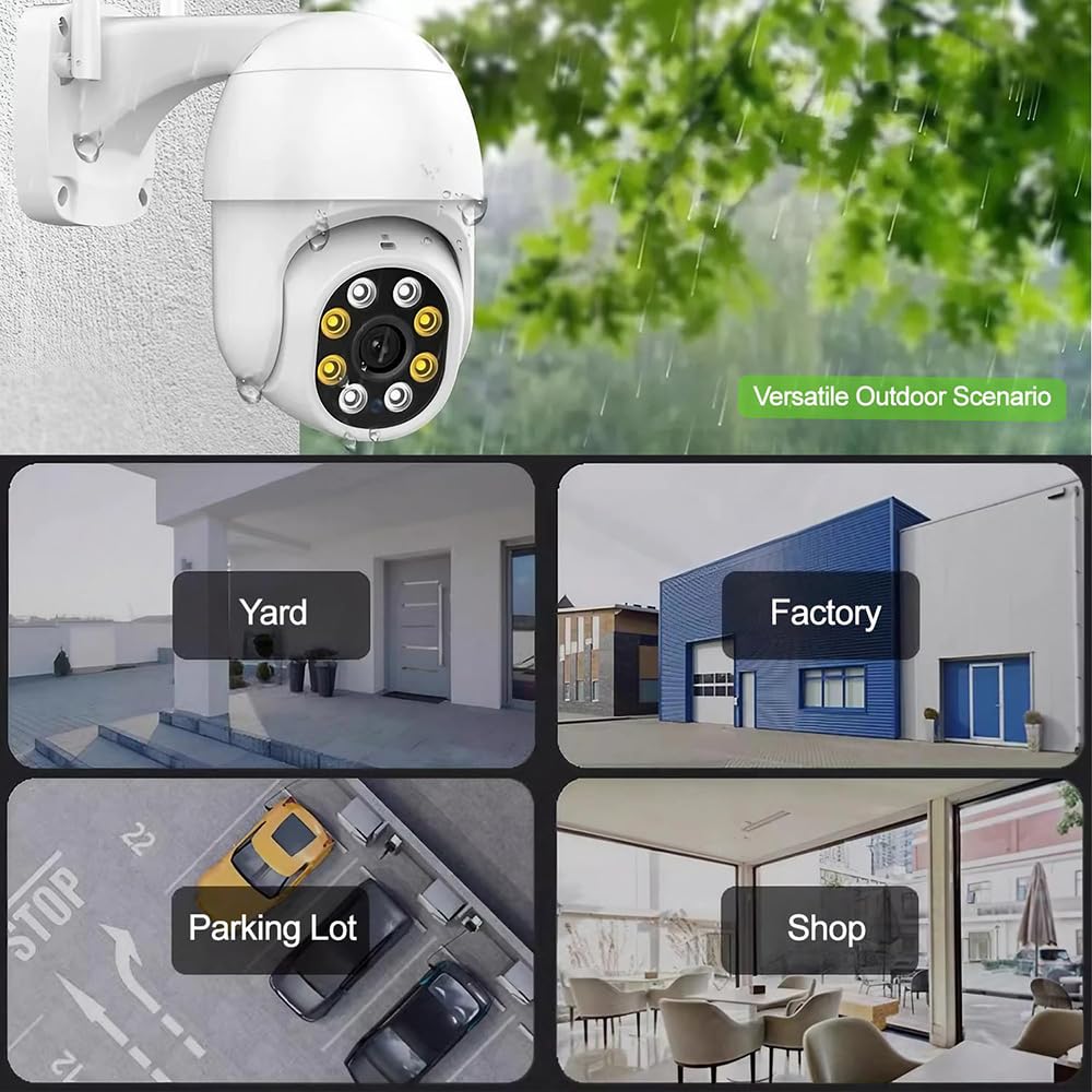 JCHENG 4MP Outdoor Security Camera Motion Tracking| PTZ and Night Vision | Remote Control | 32GB SD Card Included |Alexa and Google Home Compatible |