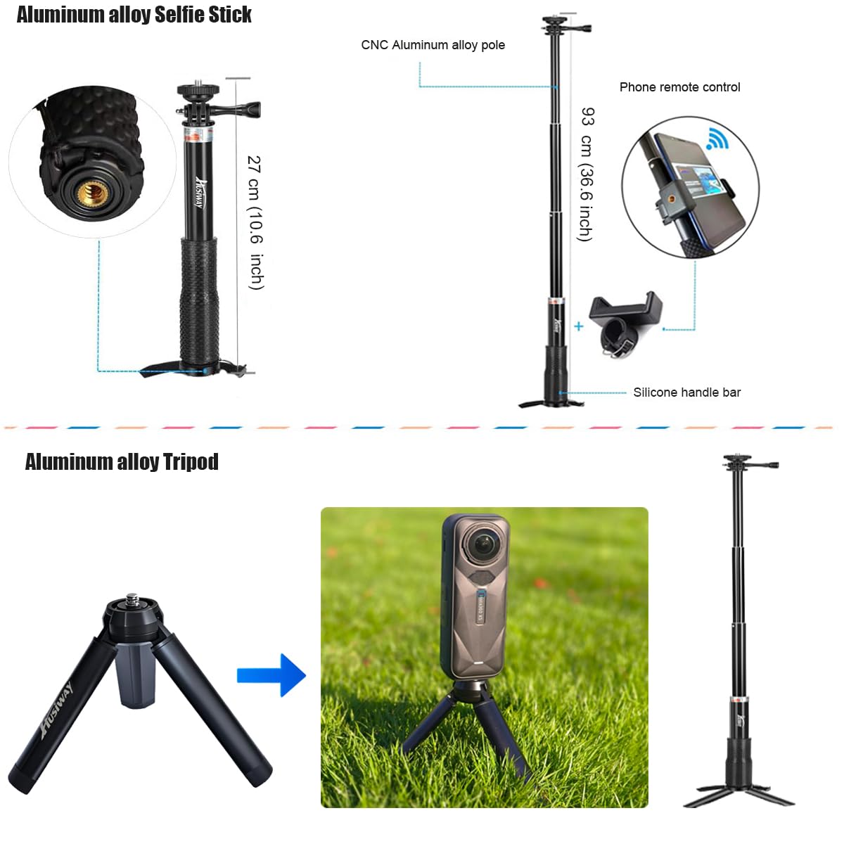 Accessories Kit for Insta360 X5 / X4 Camera Mount Bundle with Magnetic Mount Carrying Case, Selfie Stick, Tripod, Chest Strap,Bike Clamp,Screen