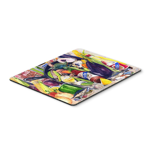 Caroline's Treasures 8641MP Crystal Hot Sauce with Camellia Beans and Black Skillet Mouse Pad, Hot Pad or Trivet for Home Office Gaming Working