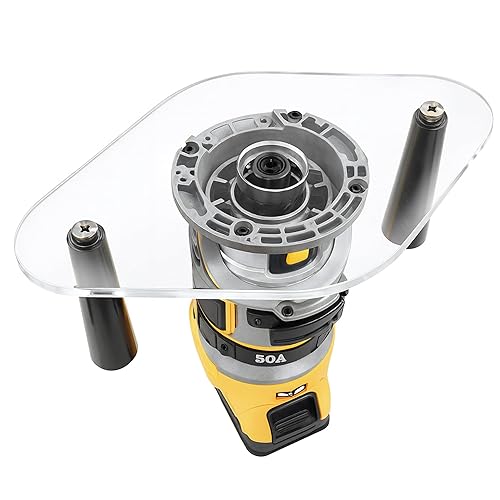 Clear Acrylic Router Base Plate with Dual Handles - Fits DeWalt DWP611 & DCW600B Compact Routers, Works with Standard Guide Bushings, 6" x 10", 3/8"