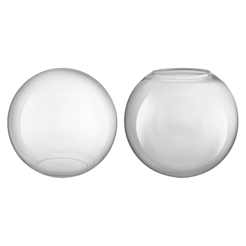 Aspen Creative 28005-60-2, 6" Clear Glass Globe, Neckless for Wall Sconces, Fitter: 2-3/4", 2 Pack