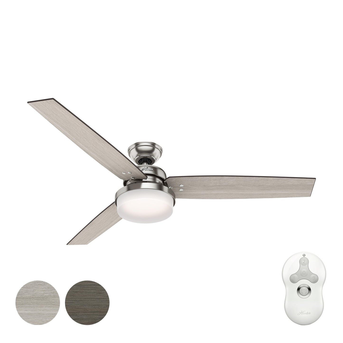 Hunter Fan 60 inch Casual Brushed Nickel Indoor Ceiling Fan with LED Light Kit and Remote Control (Renewed)