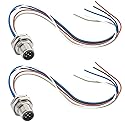 Hamadap 0.2m M12 5 Pin Male Circular Aviation Connector Cable,16mm Waterproof Front Mount Socket Sensor Connector Cable Screw Threaded 2 Pack