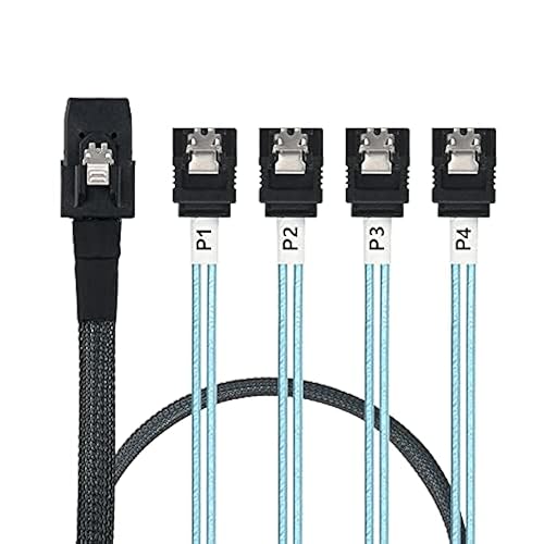 WLGQ Array Disk Cable Mini SAS 36Pin (SFF-8087) to 4 SATA 7Pin Cable, Mini SAS Host/Controller to 4 SATA Target/Backplane, 1M(3.3FT)