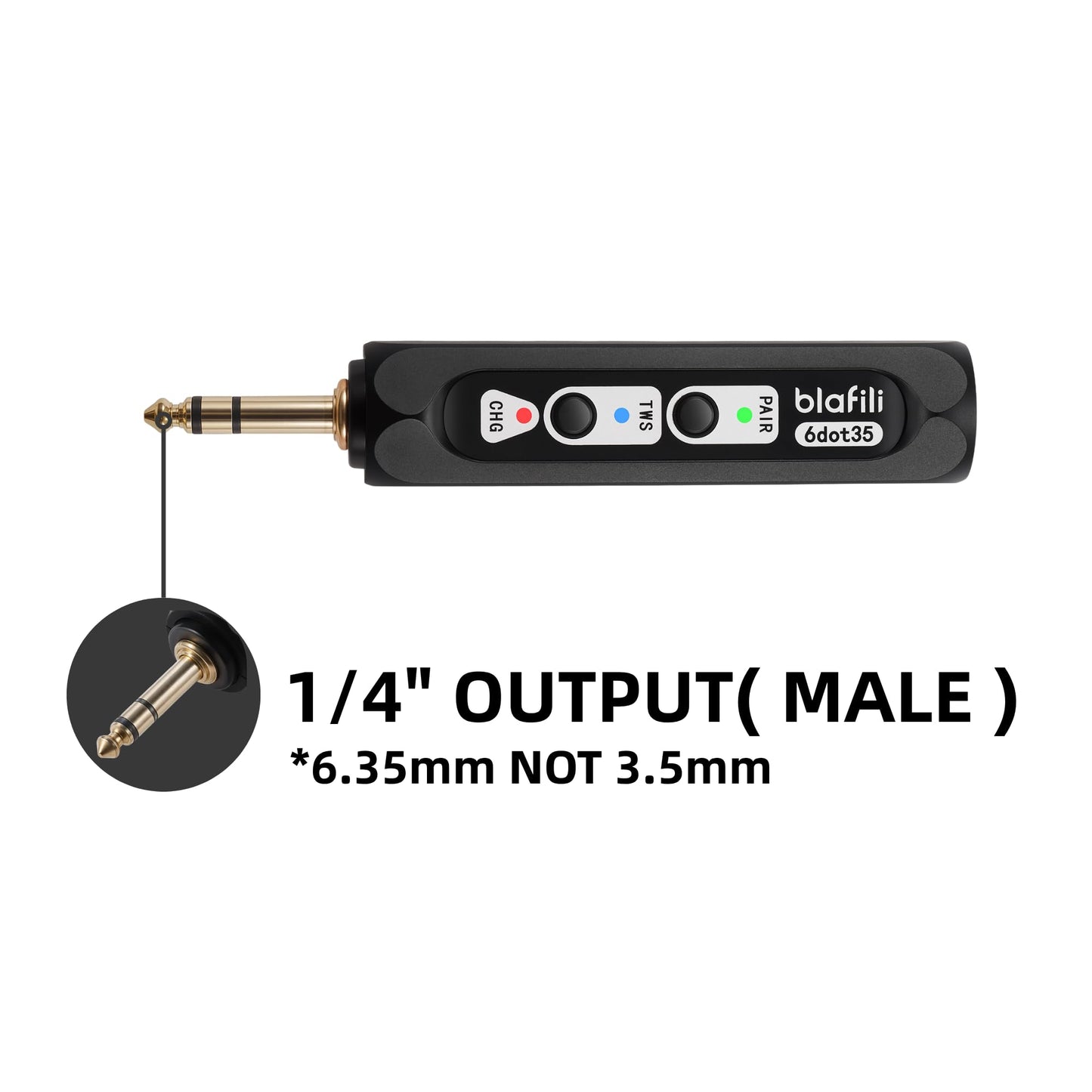 blafili 6dot35 Bluetooth Receiver with 1/4" (6.35mm) TRS Output, aptX HD/Low Latency, USB-C DAC, for Mixers, PA Systems, Amps & Powered Speakers, TWS