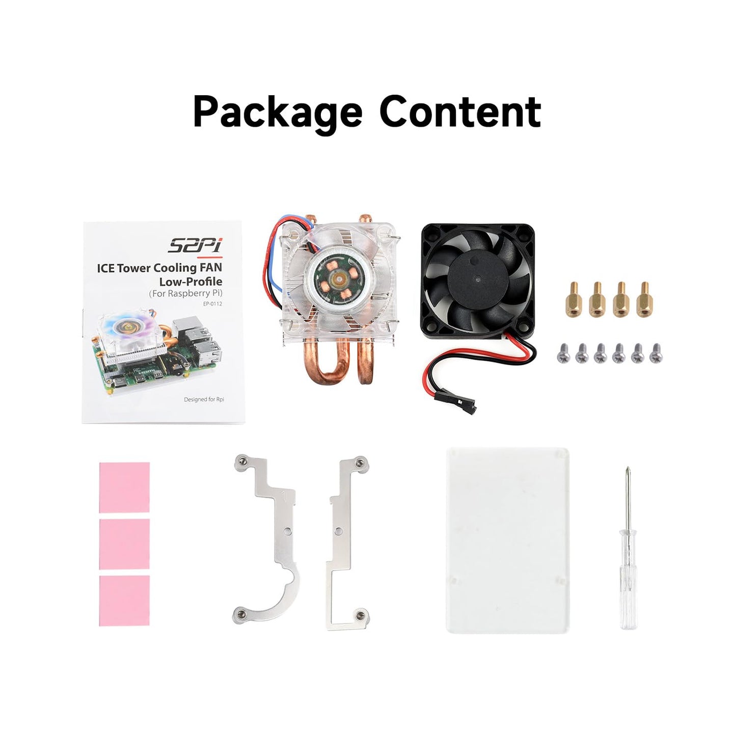 Waveshare Low-Profile ICE Tower Cooling Fan for Raspberry Pi 4B/3B+/3B 5mm Copper Tube Colorful LED