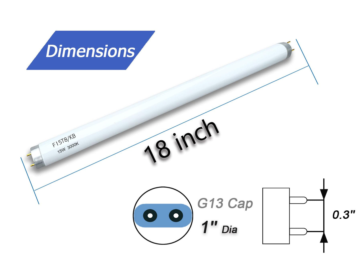 Katiolot 18 inch F15T8-KB Soft White Fluorescent Light Bulb Replacement for Kitchen & Bath,15Watt 3000K F15T8/WW Warm White T8 Linear Lamp, 830 Soft
