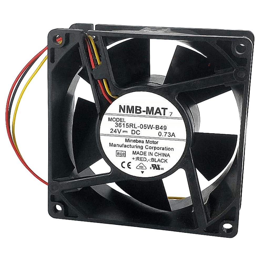 3615RL-05W-B49 24V 0.73A 90MM Fan - 9038 9CM 3-Wire Cooling Fan, Black
