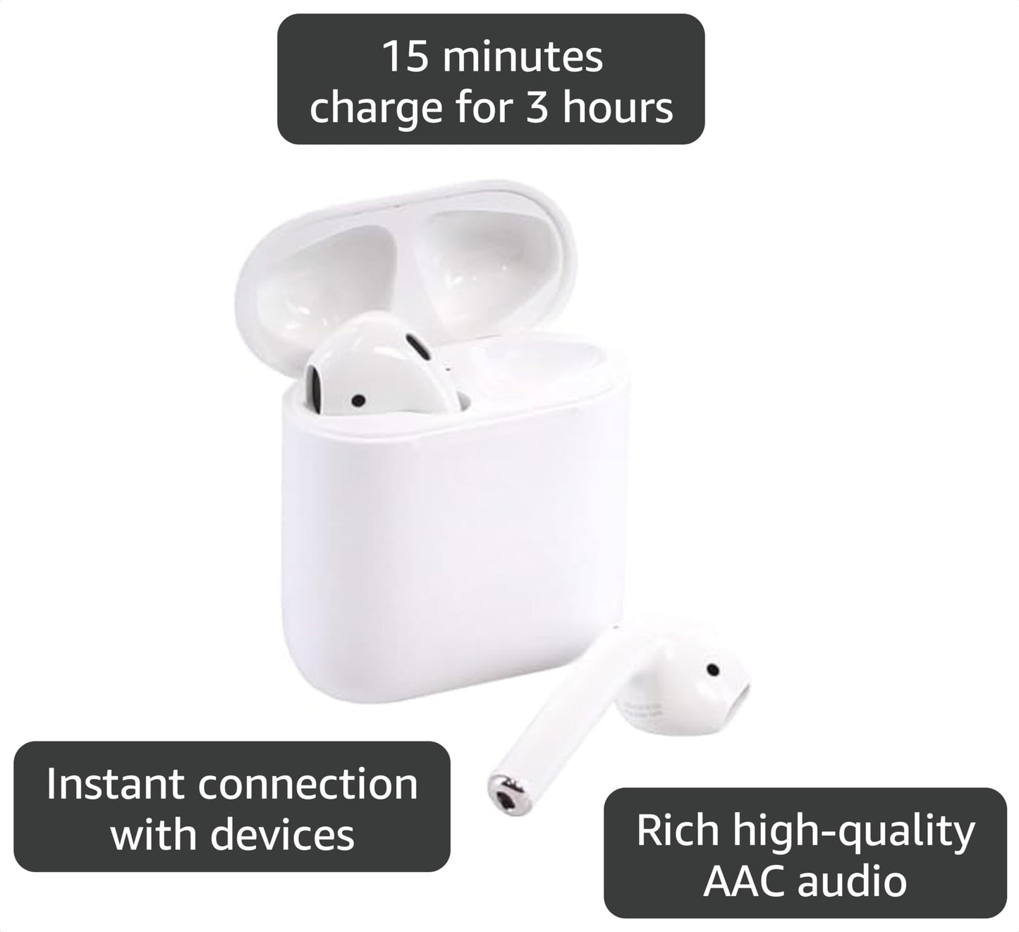 Apple MMEF2AM/A AirPods Wireless Bluetooth Headset for iPhones with iOS 10 or Later White - (Renewed)