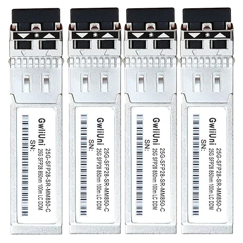 4Pcs 25G SFP28 Multi-Mode SFP+ Fiber Module Network Transceiver, SR MM850nm 100m, Duplex LC for Data Center Switch, Router, Firewall, Server etc.,