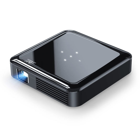 Mini Projector, AKIYO Portable Projector for Outdoor Built-in Battery, DLP Short Throw Projector, 1080P Full HD Supported Video Projector Compatible