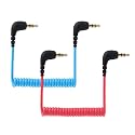JCMOYUTY for DJI Mic 2 Camera Audio Cable 3.5mm TRS, for DJI Mic 1 2 3 Mini Audio Cord, for Rode Wireless GO II, Pro, ME Mircophone Coiled Dual TRS