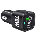 REXING JETSPEED Black 78W PowerDrive+ USB-C Car Charger, 2 Port QC3.0/PD3.0 for Dashcam/Android/iPhone/iPad/MacBook/Windows Fast Charge Dual Cigarette