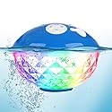 Blufree Bluetooth Pool Speaker with Colorful Light, Portable Floating Pool Speaker IP68 Waterproof,Built-in Mic, Floatable Crystal Clear Sound