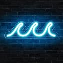 Wave Neon Signs for Bedroom, Ice Blue LED Neon Signs for Wall Decor, Night Lights USB Powered with Dimmer & Switch, Tropical Decor for Living Room