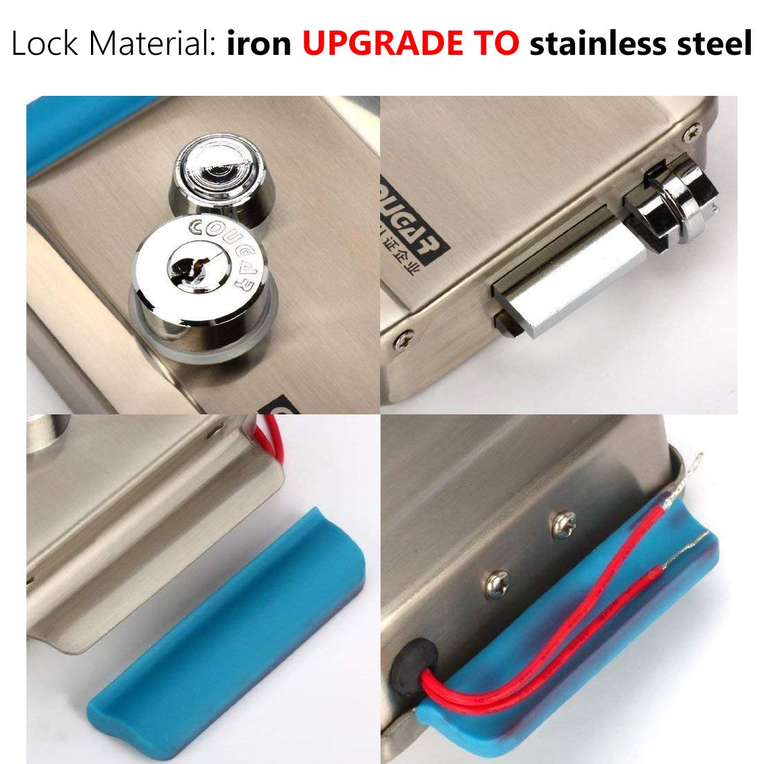 [Upgrade Version] AMOCAM Electric Electronic Door Lock 6pcs Computerized Doted Keys DC 12V Stainless Steel E-lock Support Wooden Glass Metal Door