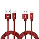 RoFI Compatible Phone Cable, 2FT Nylon Braided Fast Charging USB Cord Replacement - 2 Pack (Red, 2 FT) for X, 8, 7, 6, 5, 5S, 5C, SE, Pad Air, Mini