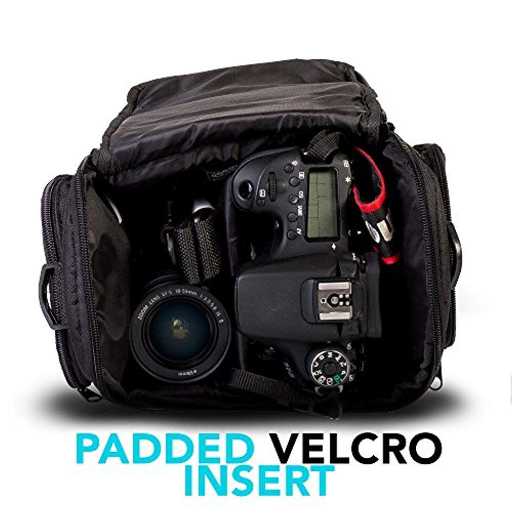 Zeikos ZE-CA48B Deluxe Padded Soft Medium Camera Case For Canon Digital EOS Rebel SL1, T1i, T2i, T3, T3i, T4i, T5, T5i, T6i, T6s, EOS 60D, EOS 70D