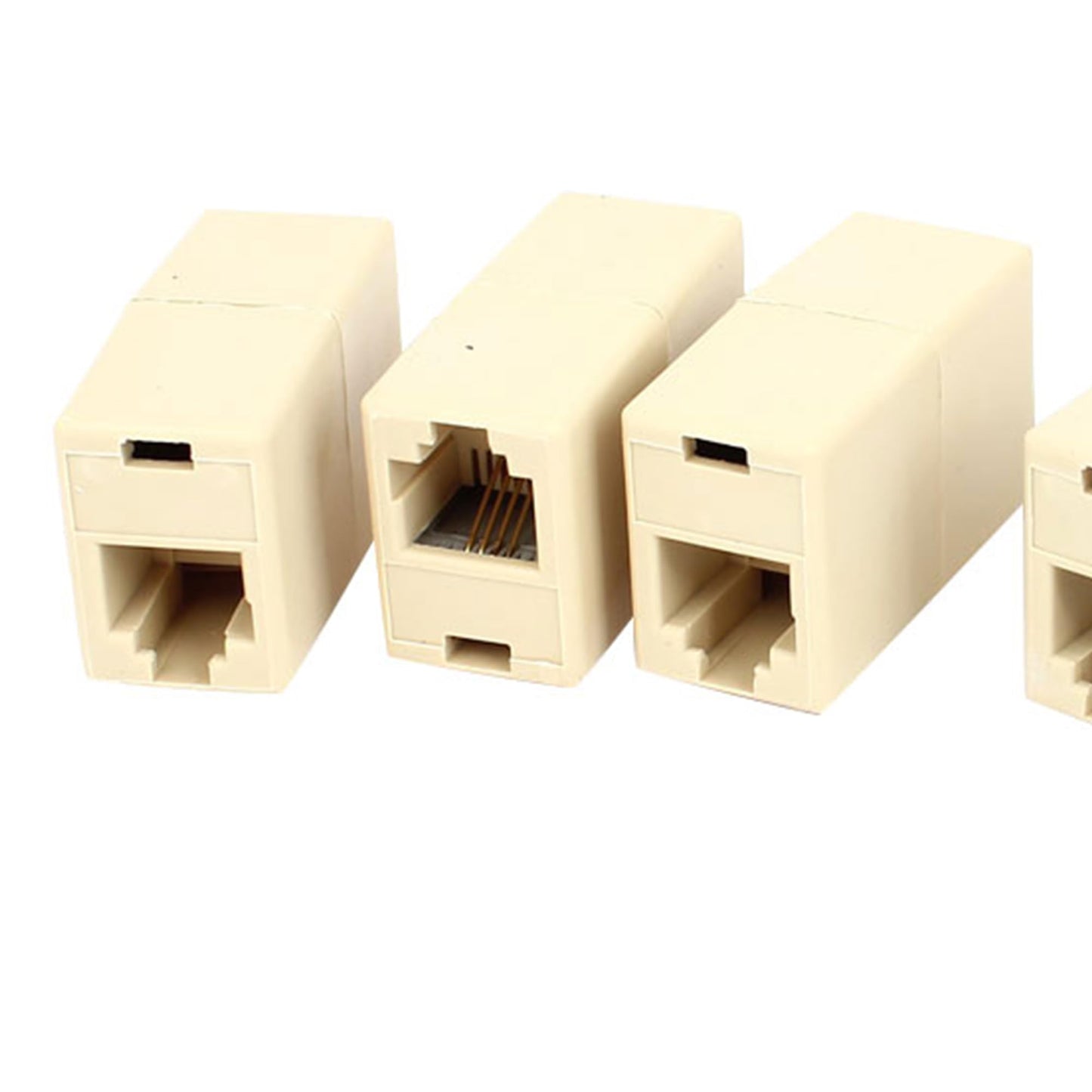 uxcell 5 Pcs Beige Plastic RJ11 6P4C F/F Telephone Cable Inline Connector