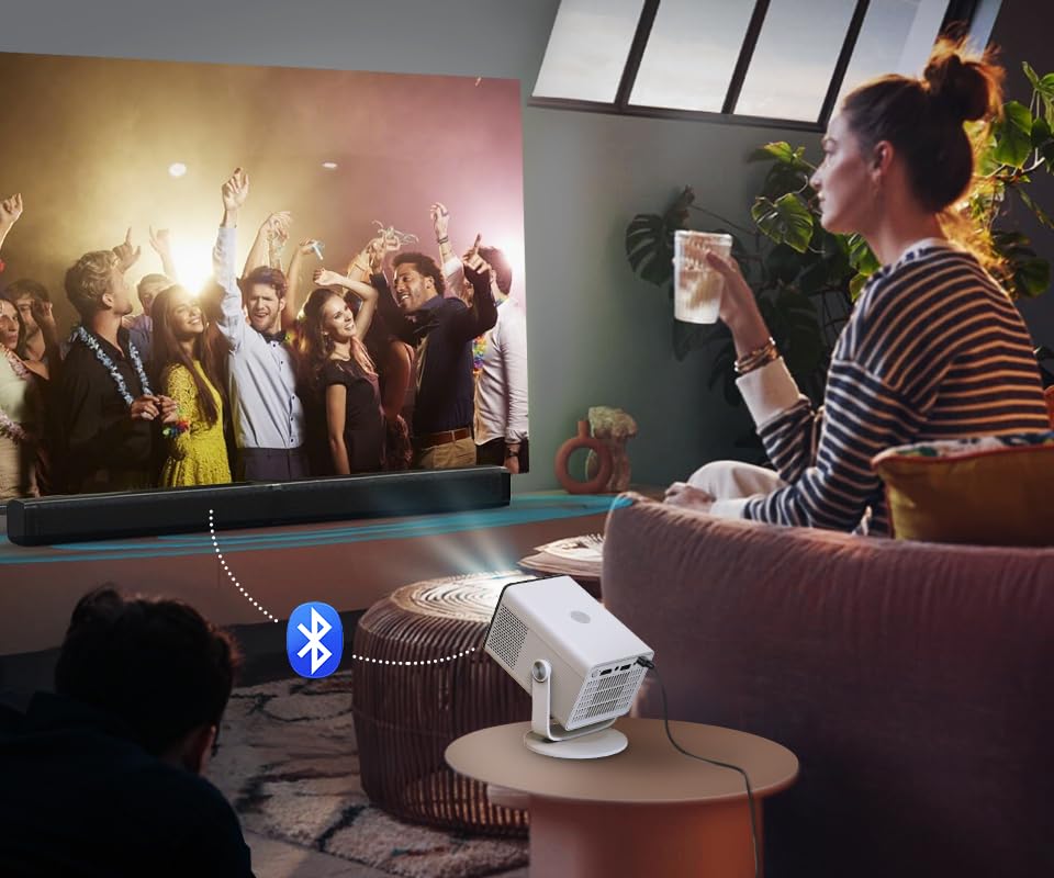 HP MC400 Mini Portable Smart Projector with WiFi and Bluetooth, Short Throw 4K Support & 1080P, Wireless Screen Mirroring, Built-in App & Speaker
