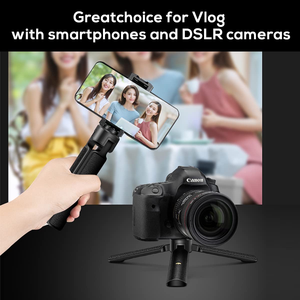 EaxanPic Extended Handle Grip/Tripod 2 in 1 for Gimbal Stabilizer, Tabletop Tripod Stand and Handle Grip for DJI Ronin-S, Zhiyun WEEBILLs, Zhiyun
