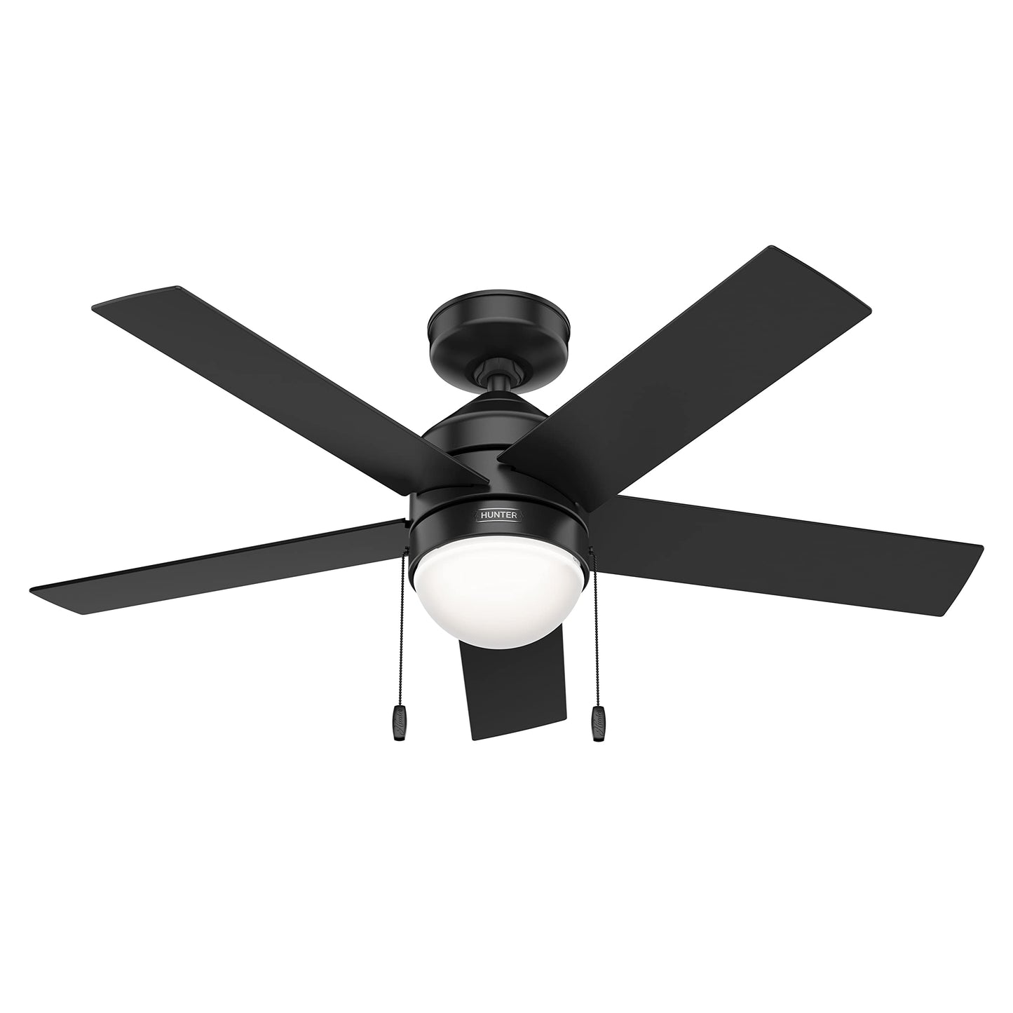 Hunter Fan 44 inch Casual Matte Black Indoor Ceiling Fan with LED Light Kit and Pull Chain (Renewed)