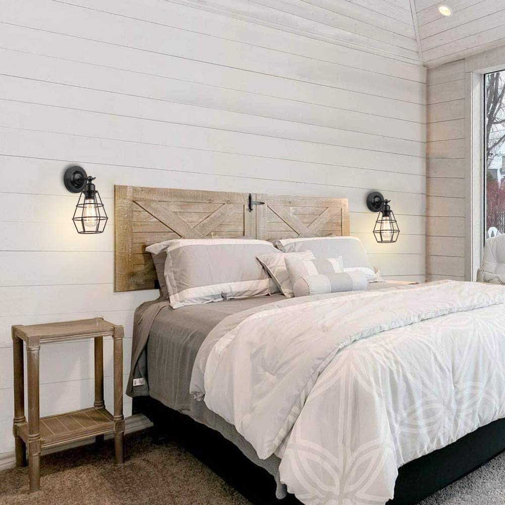 Mengjay Vintage E26 Wall Light, Industrial Lighting Adjustable Socket Rustic Sconces Wire Metal Cage Wall Lamp Indoor Home Retro Lights Fixture
