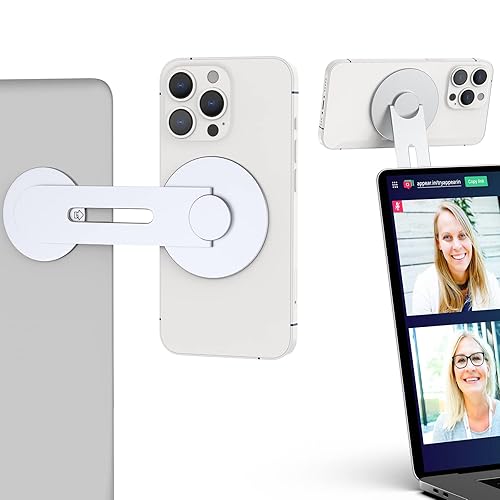Aerbeis Continuity Magnetic Laptop Phone Holder - Continuity Camera Adapter Compatible with MagSafe for iOS 16 & macOS Ventura, Slim Laptop Phone