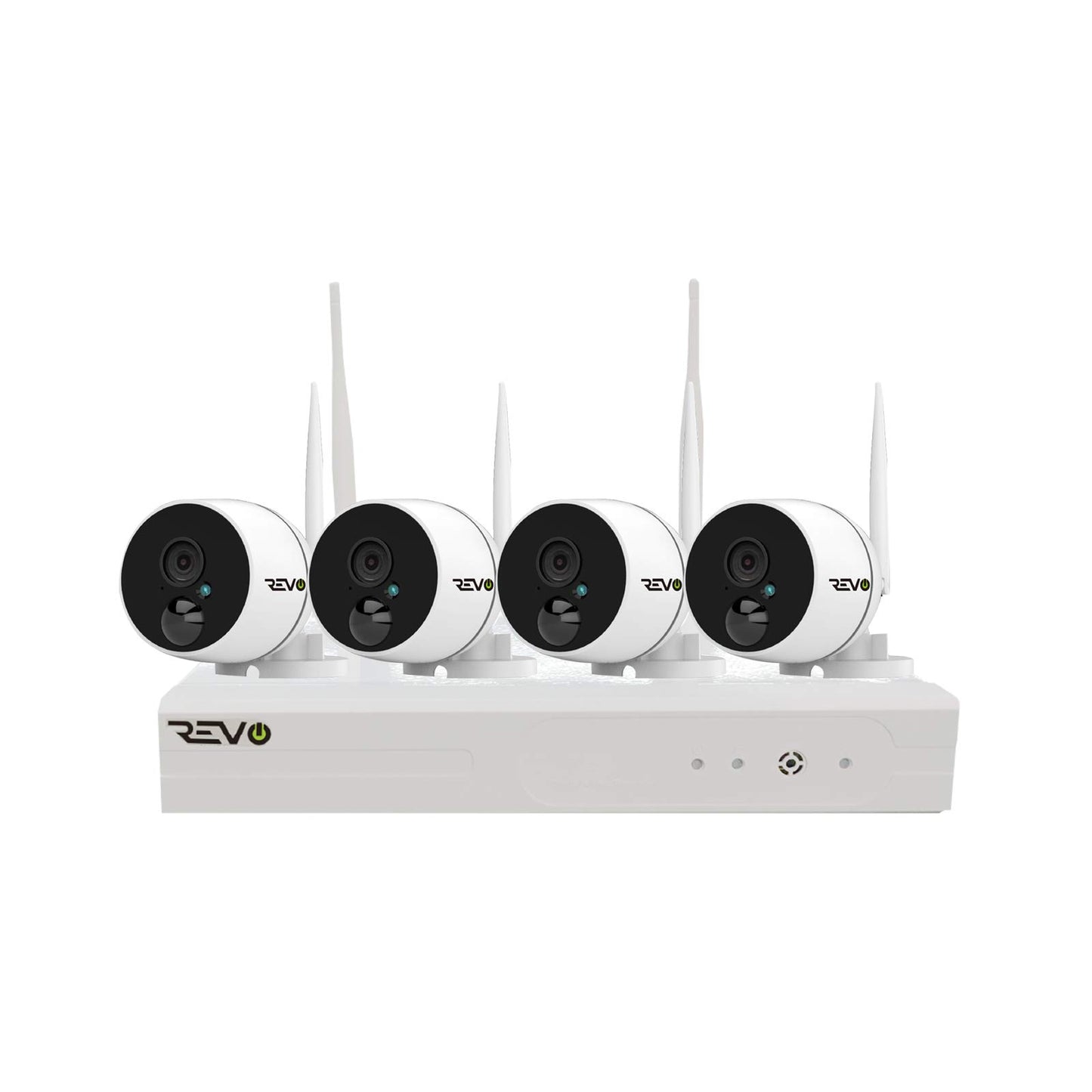 REVO America Wireless 4CH. Security System - 1TB Full-HD Wi-Fi NVR, 4 x 1080P Audio Capable Indoor/Outdoor Bullet Cameras with Built-in Pir - Remote