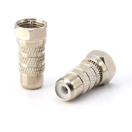 THE CIMPLE CO - RF to RCA Adapters for Coaxial Cable - Female RCA to Male F81 (F-Type) Connectors and Converters for RG6, RG59, RG58, RG11 Coax