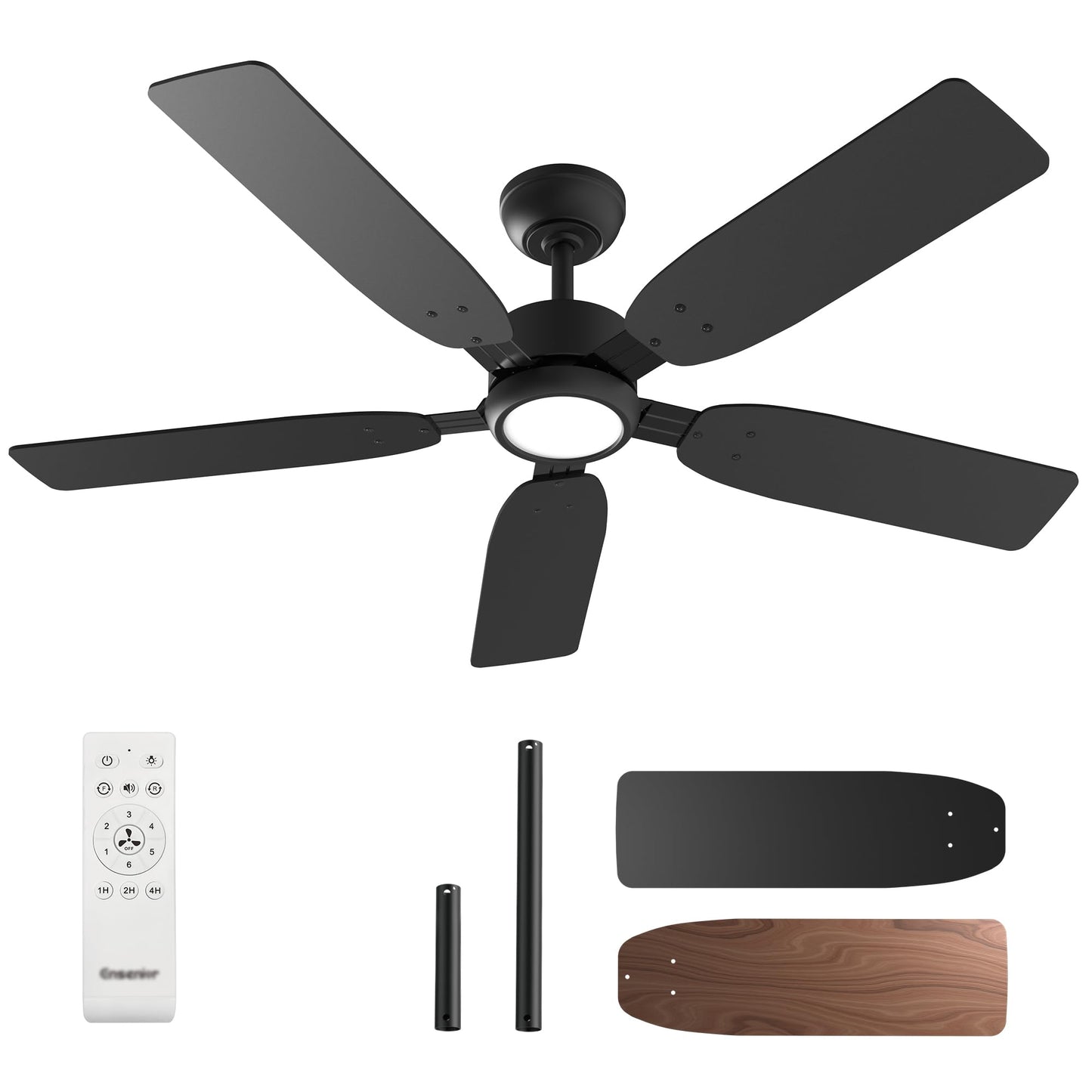 Ensenior 52 Inch Downrod Mount Ceiling Fans with Lights and Remote, 5-Blade