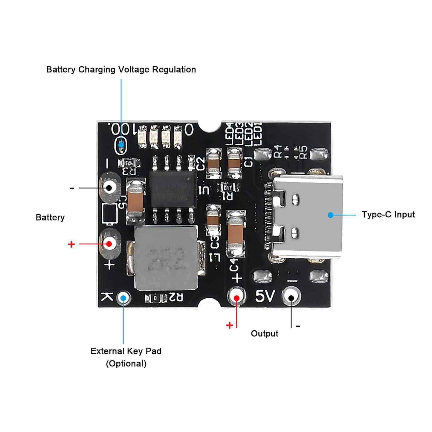 JUZITAO 12PCS USB Type-C 5V 2A Boost Converter Lithium Battery Charging Protection Board Step-Up Power Module LED Display DIY Charger (USB Welded)
