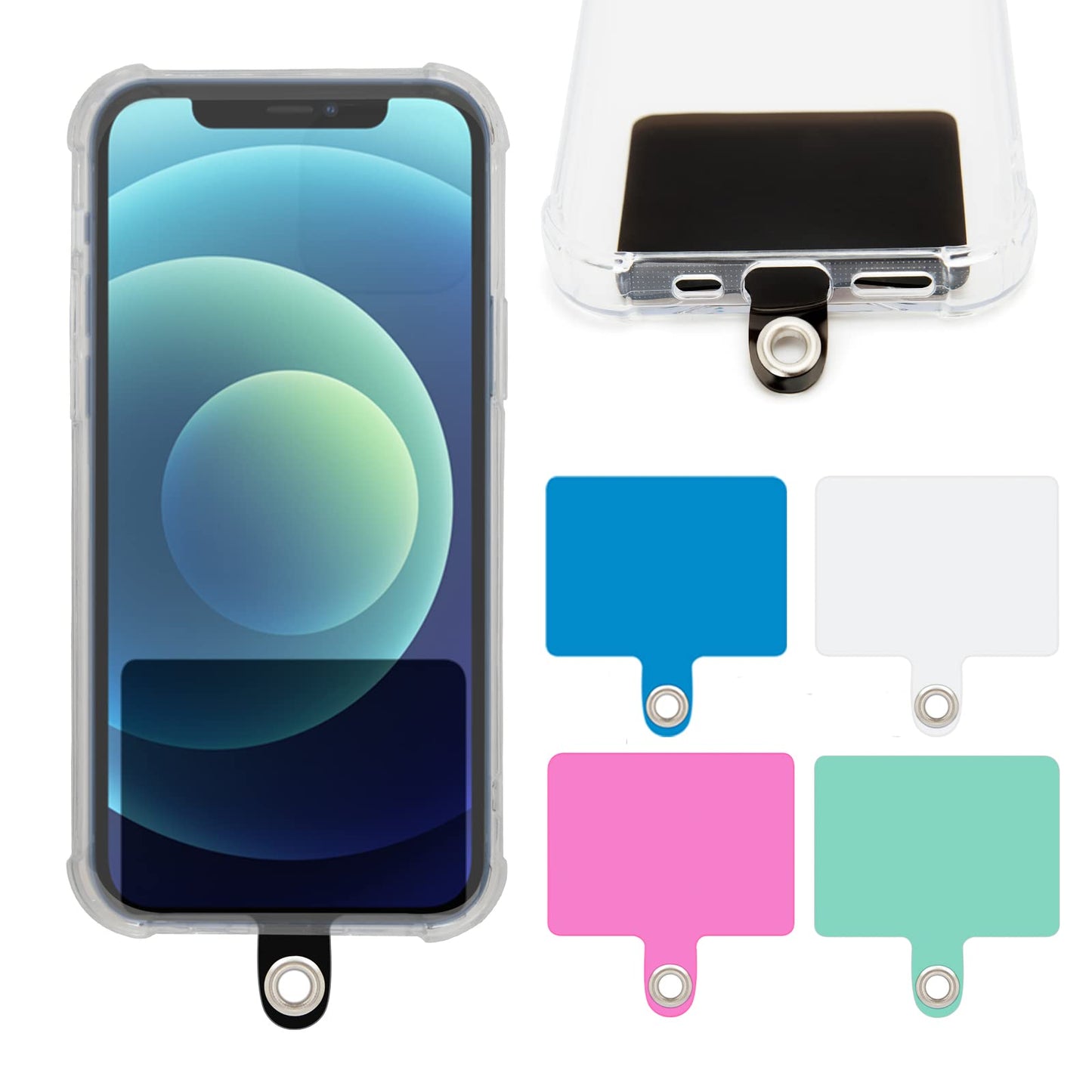 Tsocent Cell Phone Lanyard, Universal 5× Phone Crossbody Lanyard for Around the Neck, 5× Wrist Phone Strap and 10× Mixed Colors Patch Compatible