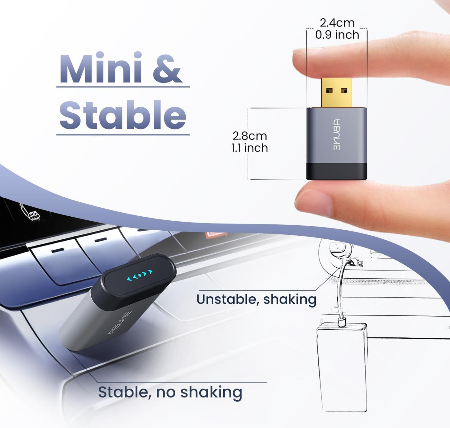 2025 Mini Wireless CarPlay Adapter for iPhone & Android Auto, Easy to Use Bluetooth Dongle with Fast Stable Connection, Converts Wired to Wireless Car