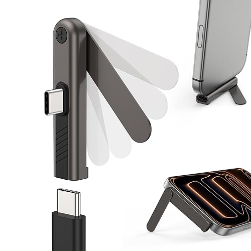 MagSync 2-in-1 Phone Stand with USB C Adapter, Compact Phone Kickstand Adapter, 60W Fast Charging While Watching, Right-Angle Design, Desk Stand