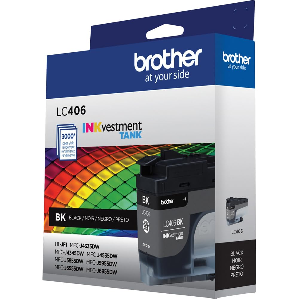 Brother Genuine LC406BK Black & LC4063PK Color 3-Pack (CMY) Ink Cartridges for MFC-J4335DW, MFC-J4345DW XL, MFC-J4535DW, MFC-J5855DW, MFC-J5955DW
