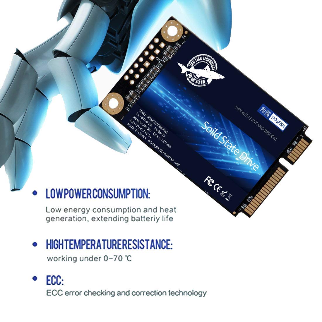 SSD mSATA 64GB Dogfish Internal Solid State Drive High Performance Hard Drive for Desktop Laptop SATA III 6Gb/s Mini ssd (64GB Msata)