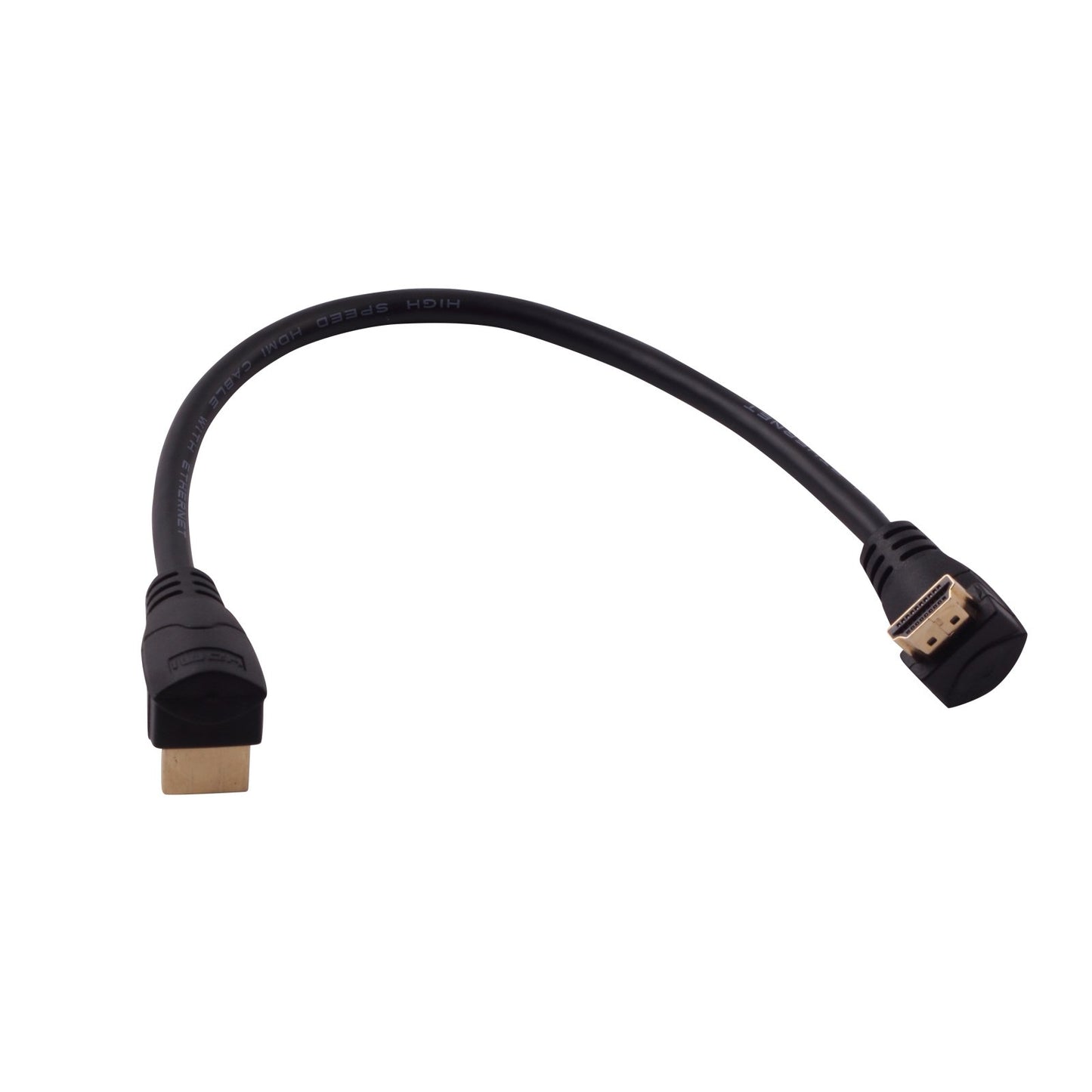 LARRITS 1FT High Speed HDMI 2.0 Cable Male to Male Ultra Short with 90 Degree Elbow UP Angled Down Angle Support 4K 60HZ 1080P 3D for HDTV PS4 Xbox