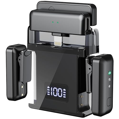 voijump Wireless Microphone for iPhone 15 16, Android, Lavalier Mini Mic for Video Recording, Vlogging, Podcast, Clip on Lapel Microphone with Noise
