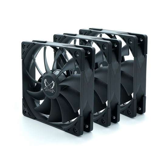 Kaze Flex 120 High Air Flow PC Case Fan, Fluid Dynamic Bearing,120mm x 25mm (3-Pack, PWN 4-pin, 1500RPM)