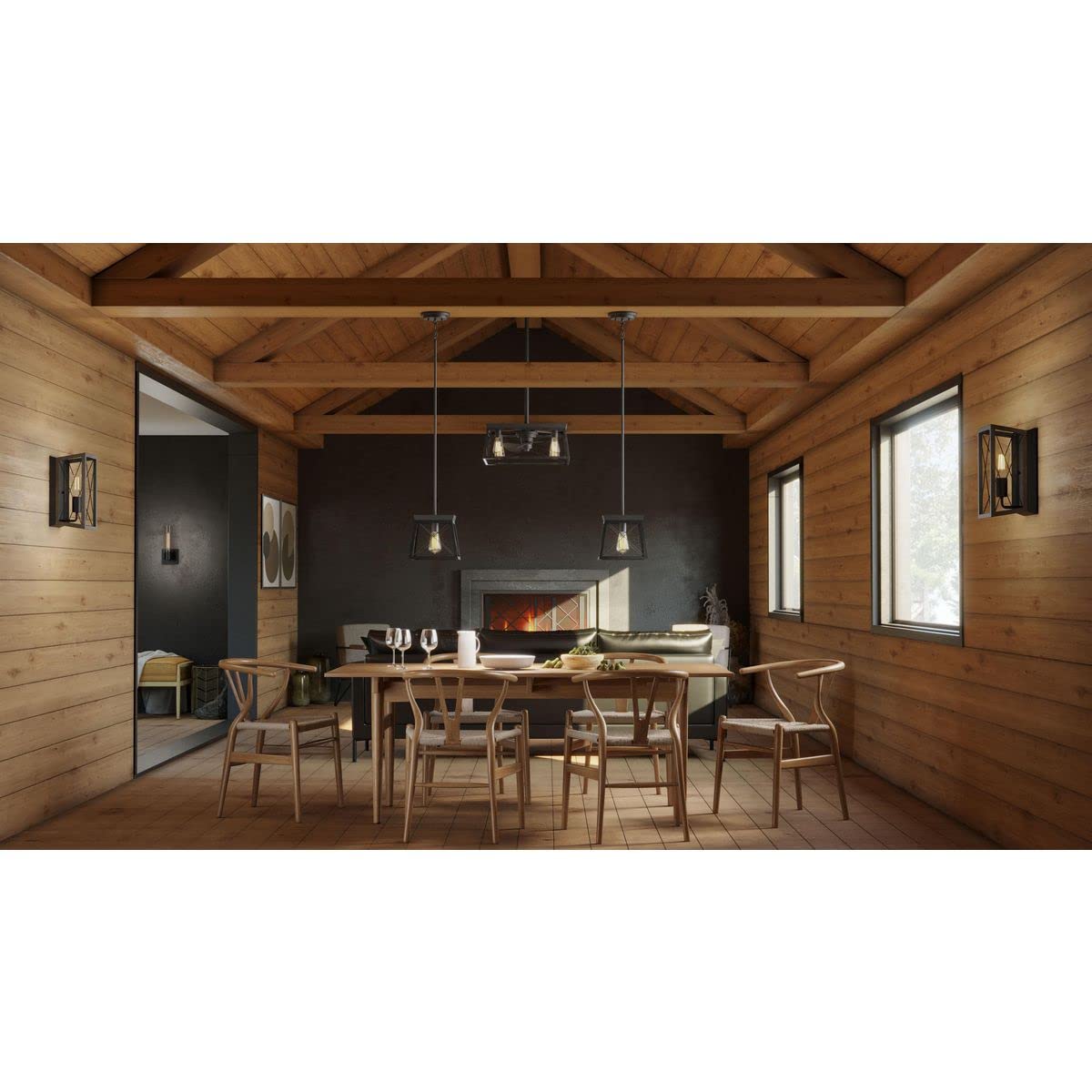 Progress Lighting 1-Light Farmhouse Wall Sconce Light Cerused Black Oak, Briarwood Collection, Indoor, P710012-031, Textured Black