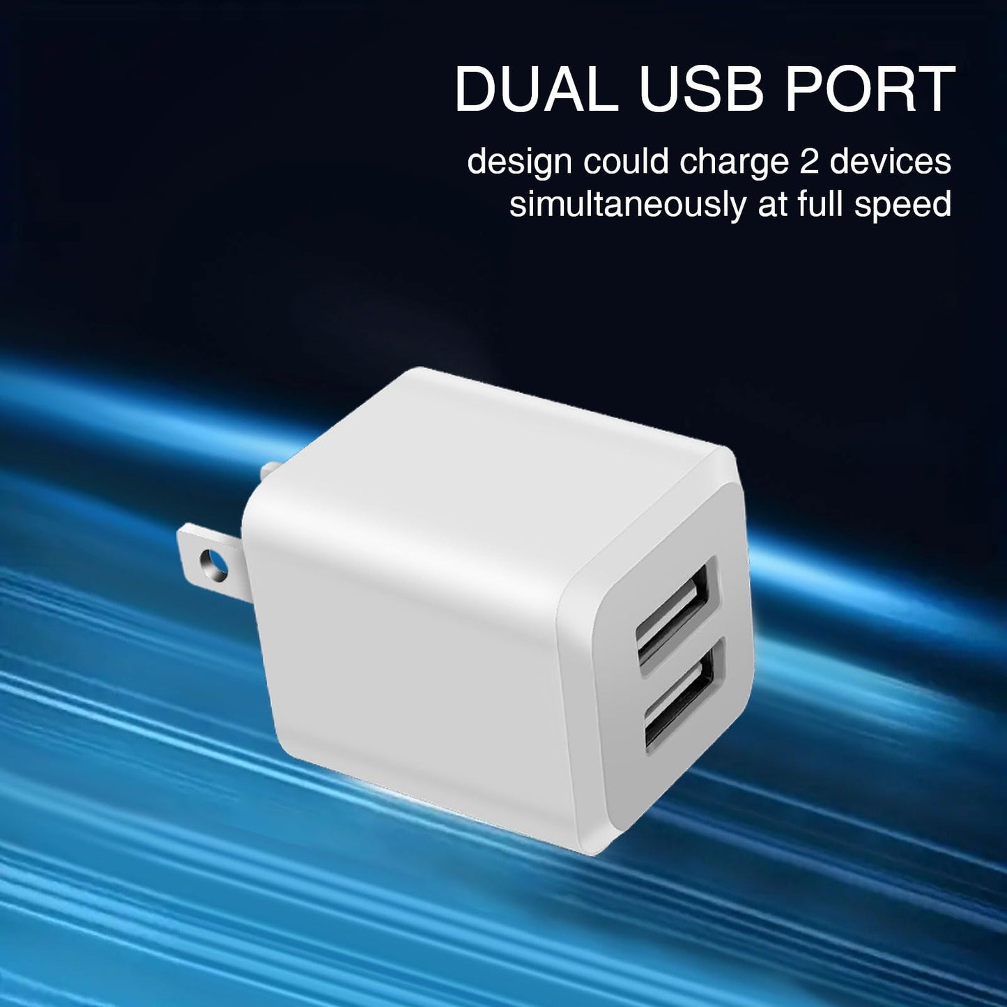 REKNA USB Wall Charger, Dual Port Cube Power Adapter Charger Plug Block Charging Box, Dual Port Wall Charging Adapter, Compatible for i Phone 14 13 12