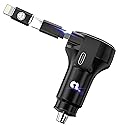 FARSENSE USB-C Car Charger, 45W 2-in-1 PD Fast Charger with Retractable Cable, Universal Car Adapter for iPhone 17/16 Series, MacBook Pro/Air, iPad