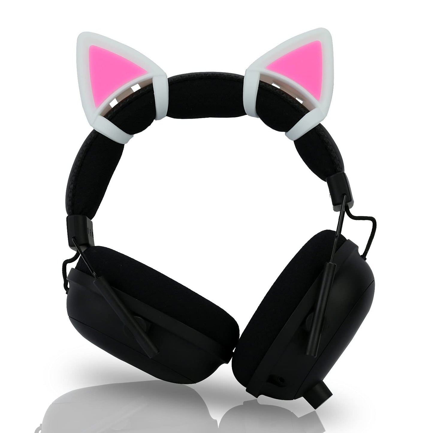 LEFXMOPHY Cat Ears for Bose Sony Razer Headset, Kitty Ear Pink Glow in Dark