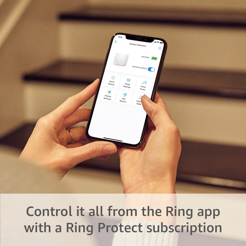 Ring Alarm Motion Detector 2-Pack (White) | Pet-Friendly Security with Adjustable Settings | 90° Coverage & 25ft Range | Easy Installation | Base