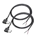 Maixbomr 90 Degree USB 2.0 Male Plug 2 Pin Bare Wire,1M/3FT USB A Male 2Pin Pigtail Open End Power Cable,for 5V/3A USB Equipment Installed or DIY