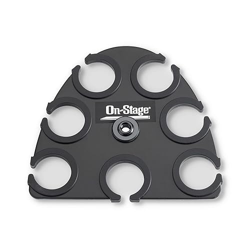 On-Stage MSA2700 Multi-Mic Holder (Microphone Organizer, Display, Caddy, Supports Handheld, Dynamic, Wired, and Wireless Mics, Aluminum, Silicone