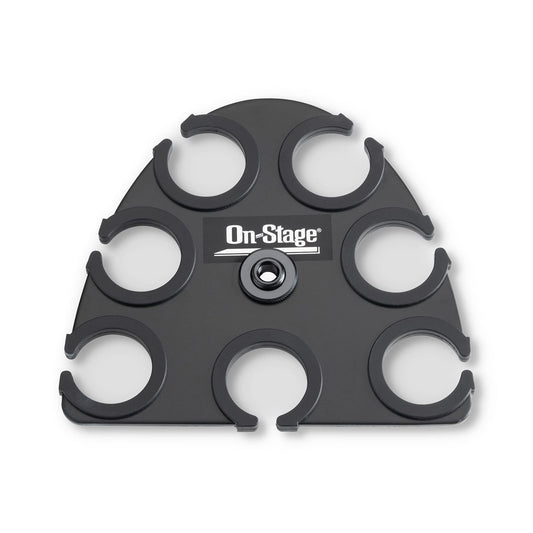 On-Stage MSA2700 Multi-Mic Holder (Microphone Organizer, Display, Caddy, Supports Handheld, Dynamic, Wired, and Wireless Mics, Aluminum, Silicone