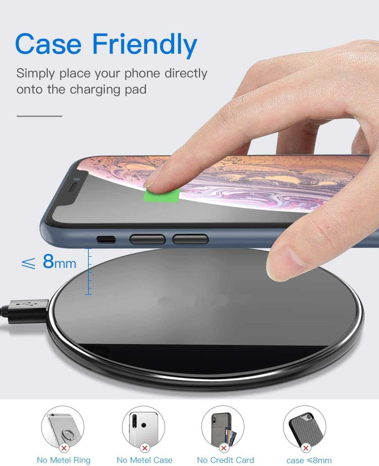 15W Wireless Charger Fast Charging Pad Compatible with T-Mobile REVVL 7 PRO 5G (ONLY for 7 PRO), Slim Quick Charge